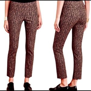 Anthropologie Cartonnier Pants CHARLIE Printed Black Motif Trouser Size 12